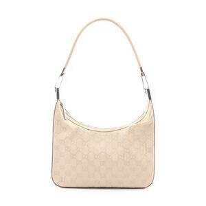 Gucci GG Canvas Shoulder Bag Leather Beige Cream
